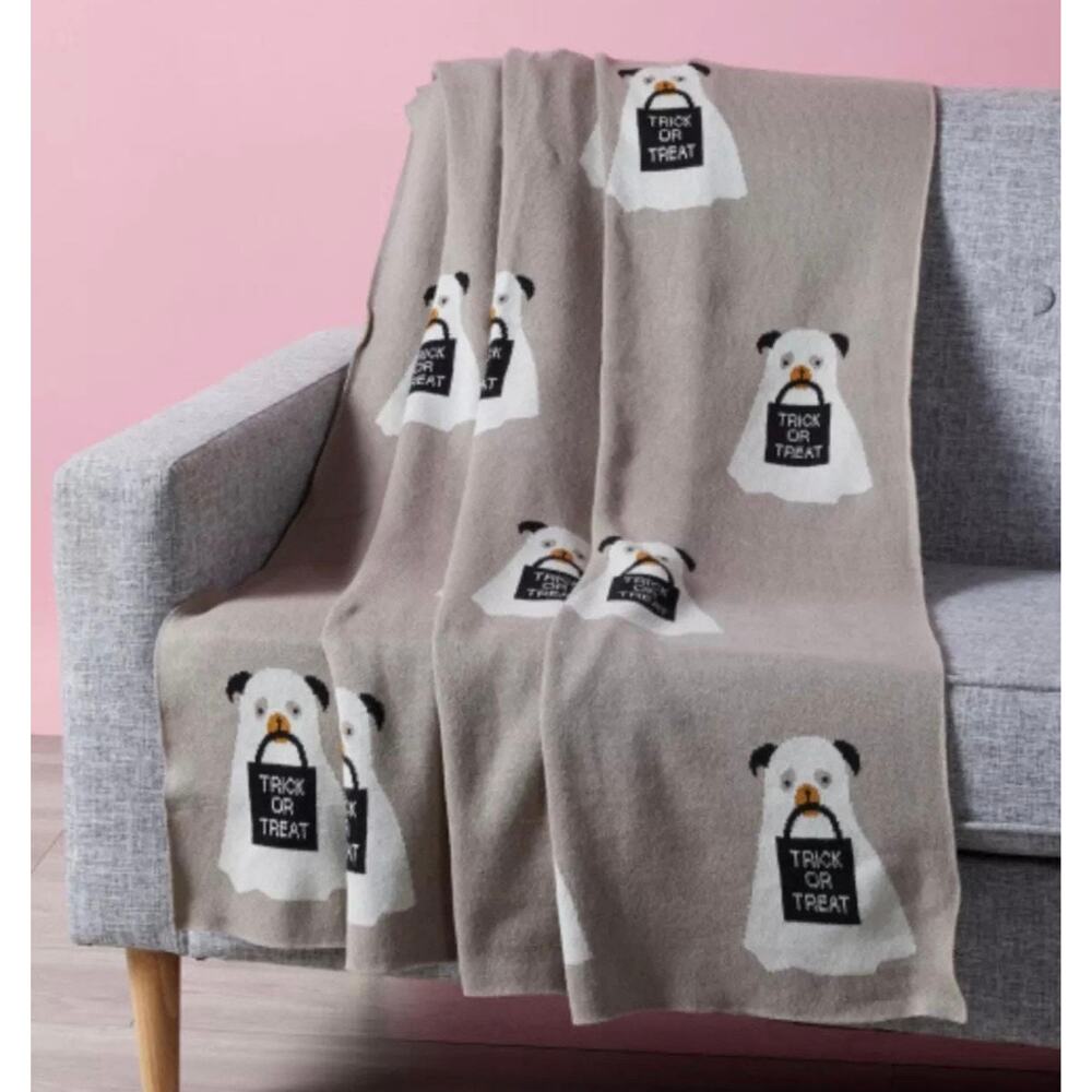 Spooky Nook Halloween Ghost Dog Throw Blanket Trick or Treat Knit Throw| 48 x 58 - Picture 1 of 5
